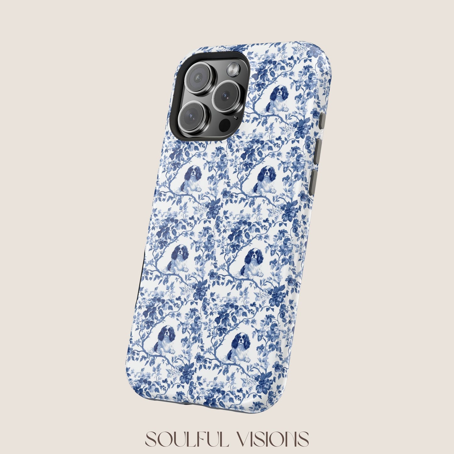 Cavalier King Charles Spaniel Toile De Jouy Magnetic Phone Case