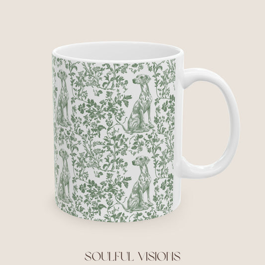 Whippet French Pastel Toile De Jouy Mug