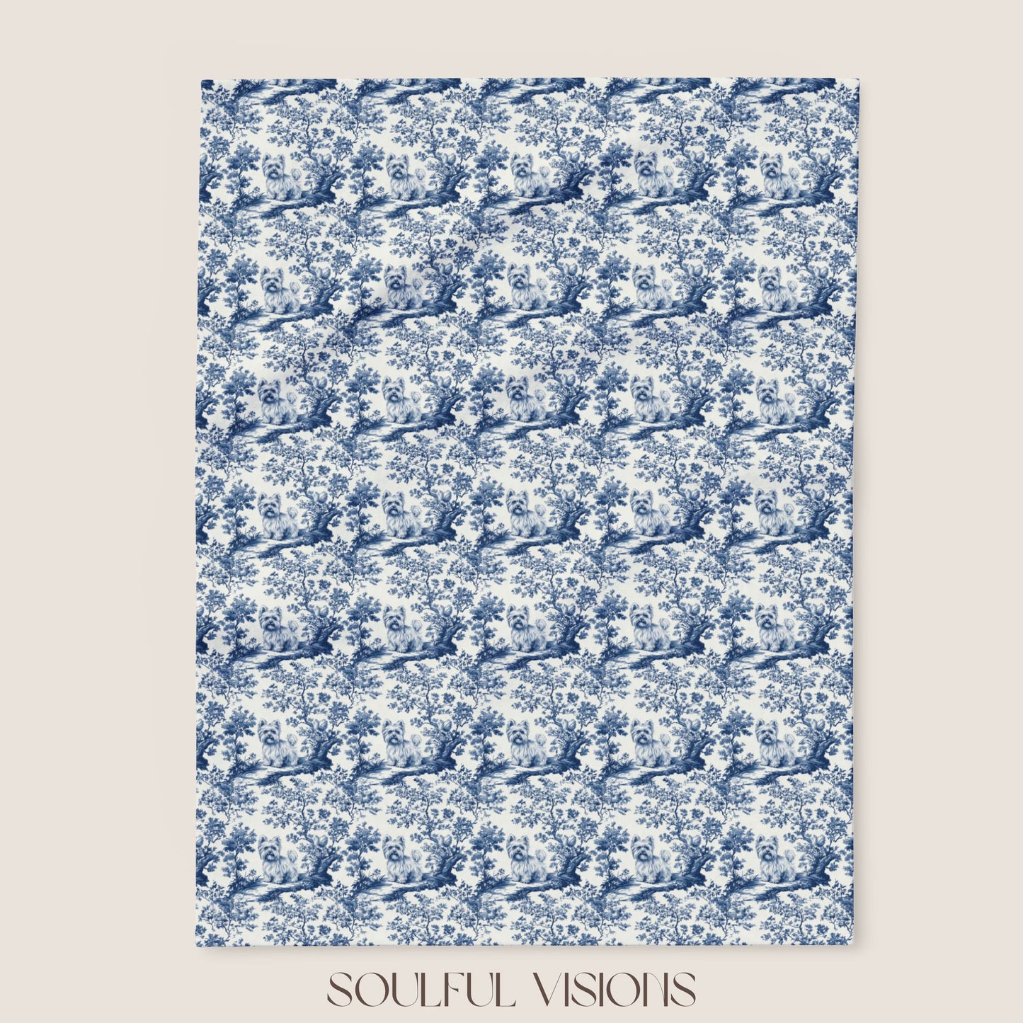 Yorkshire Terrier Toile French Toile De Jouy Blanket