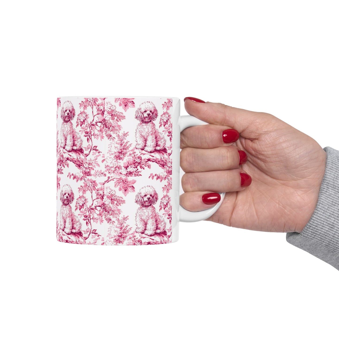 Mini Poodle French Pink Toile De Jouy Mug
