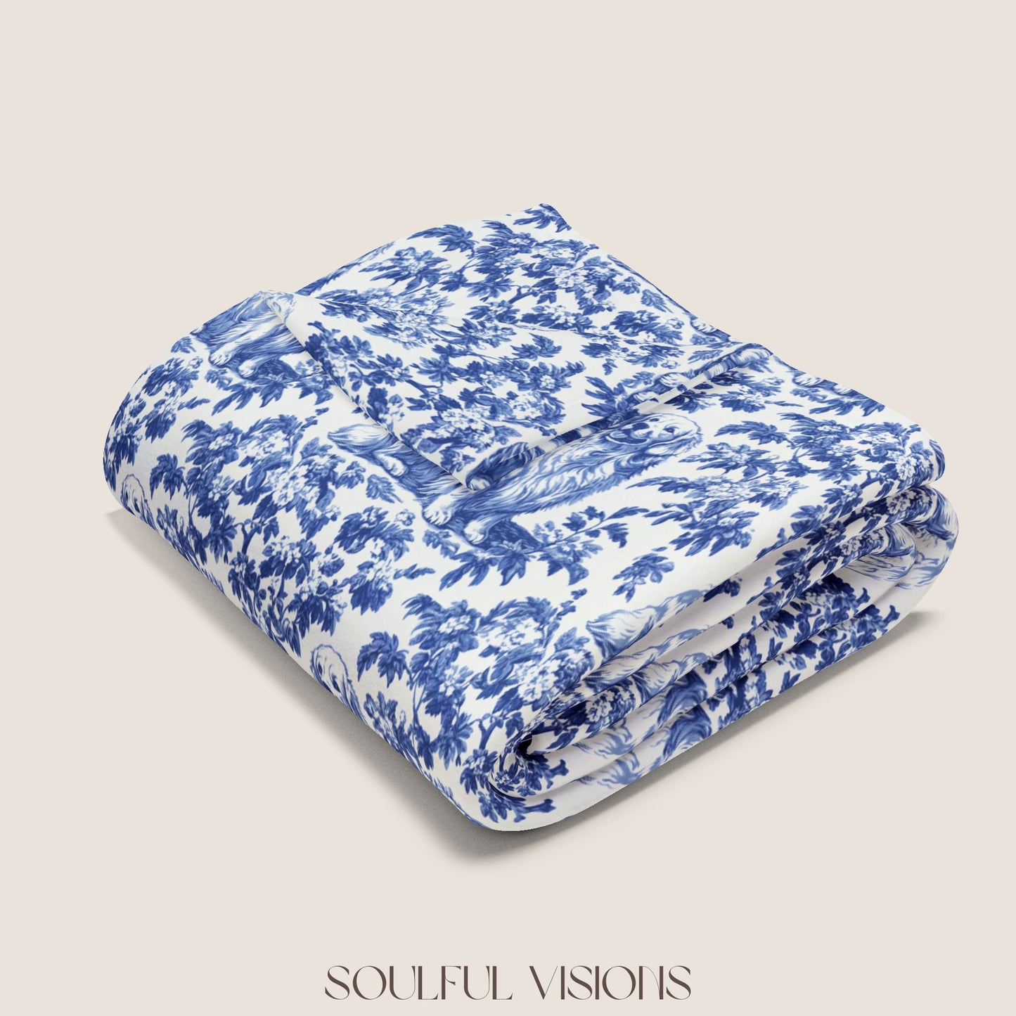 Great Pyrenees French Toile De Jouy Blanket