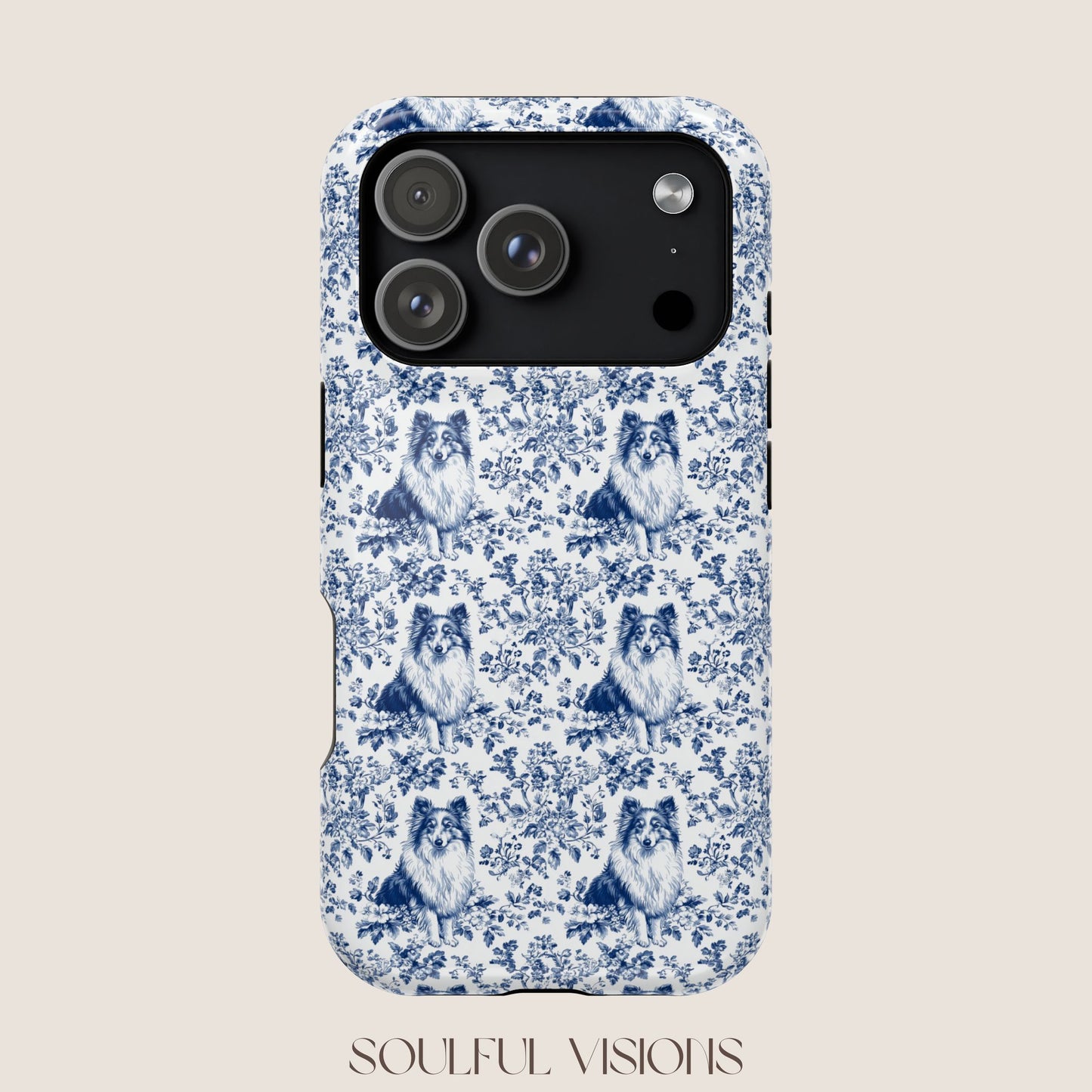 Shetland Sheepdog Toile De Jouy Magnetic Phone Case