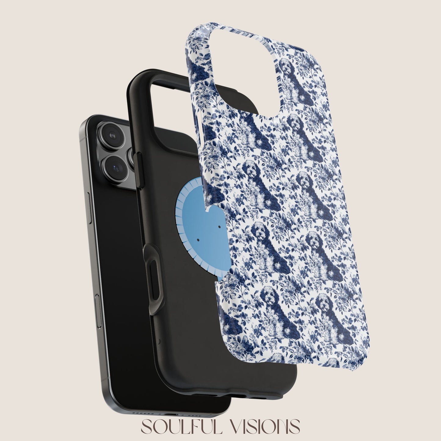 Bernedoodle Toile De Jouy Magnetic Phone Case