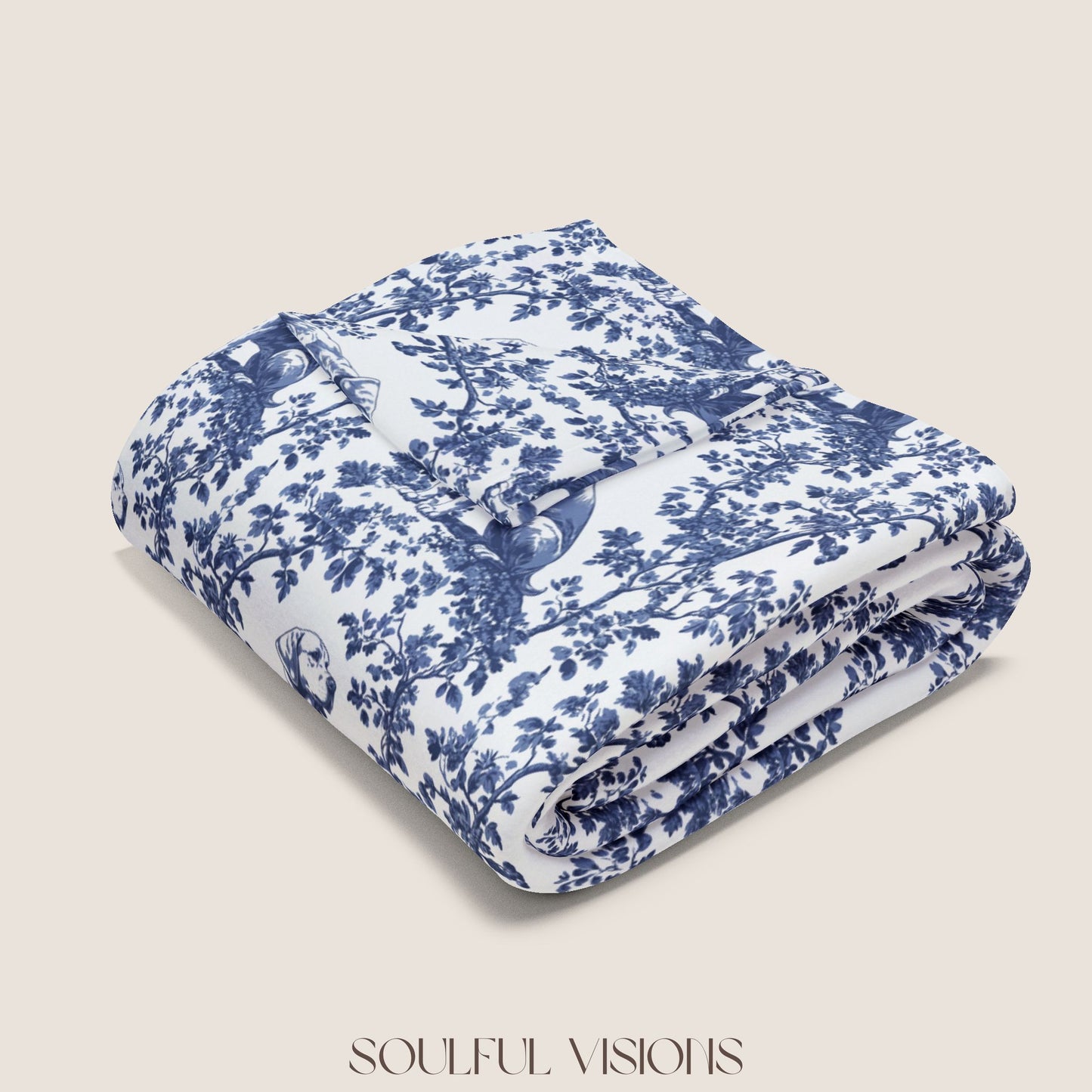 Labrador French Toile De Jouy Blanket