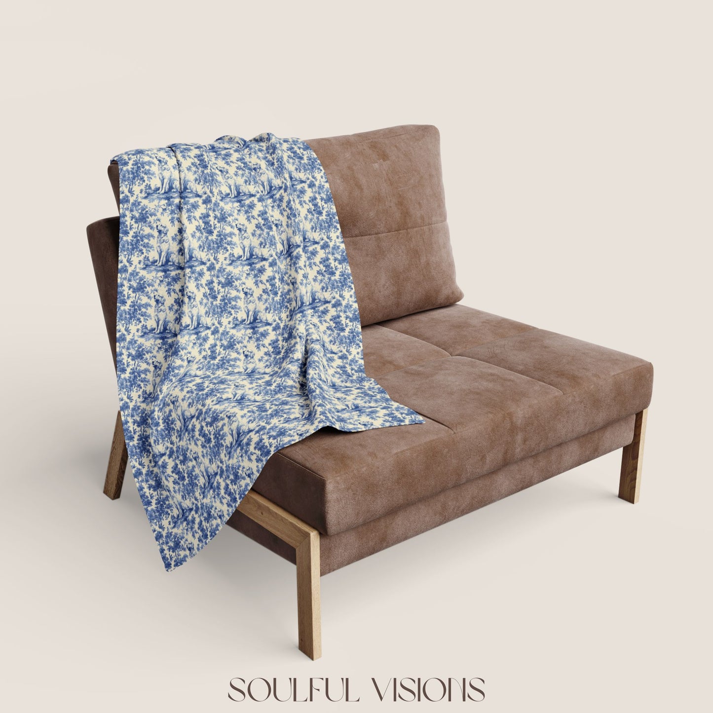 Golden Retriever 2 French Toile De Jouy Blanket