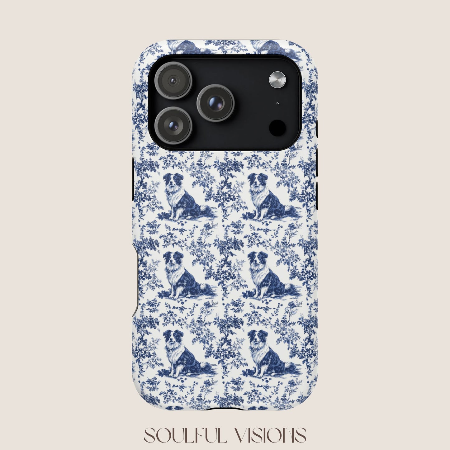 Australian Shepherd Toile De Jouy Magnetic Phone Case