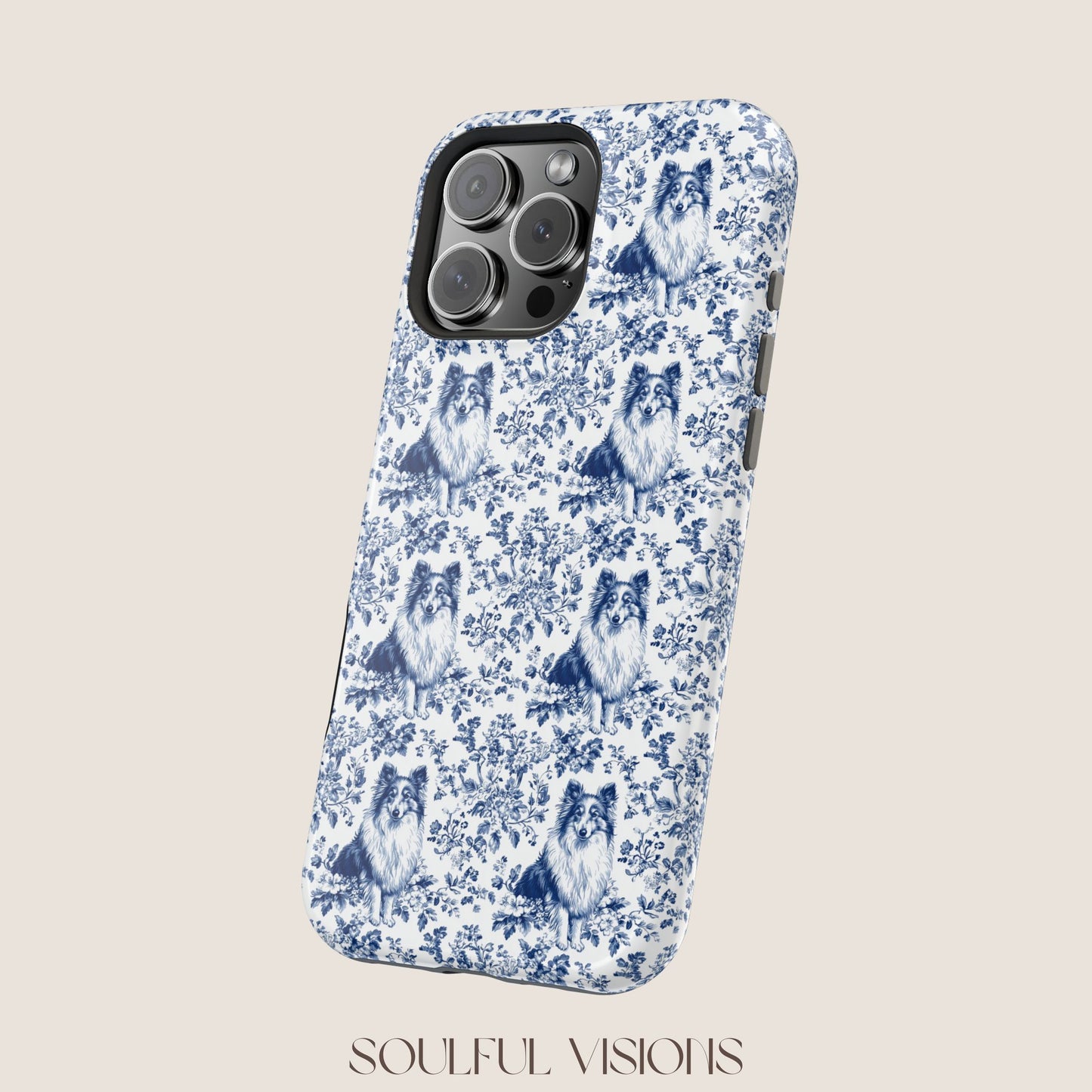 Shetland Sheepdog Toile De Jouy Magnetic Phone Case