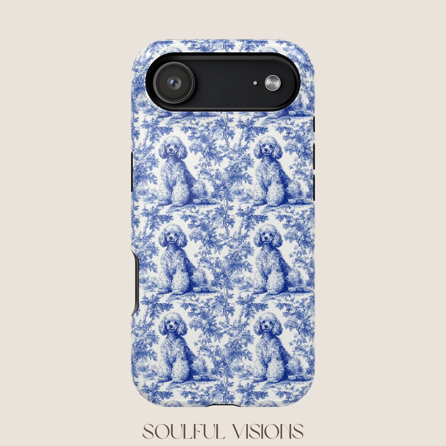 Poodle Toile De Jouy Magnetic Phone Case