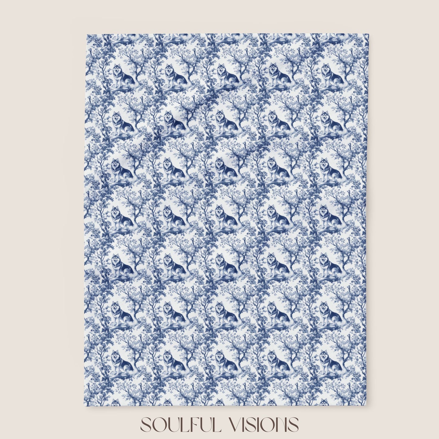 Husky French Toile De Jouy Blanket