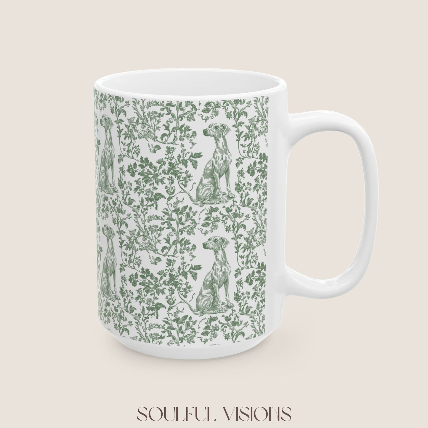 Whippet French Pastel Toile De Jouy Mug