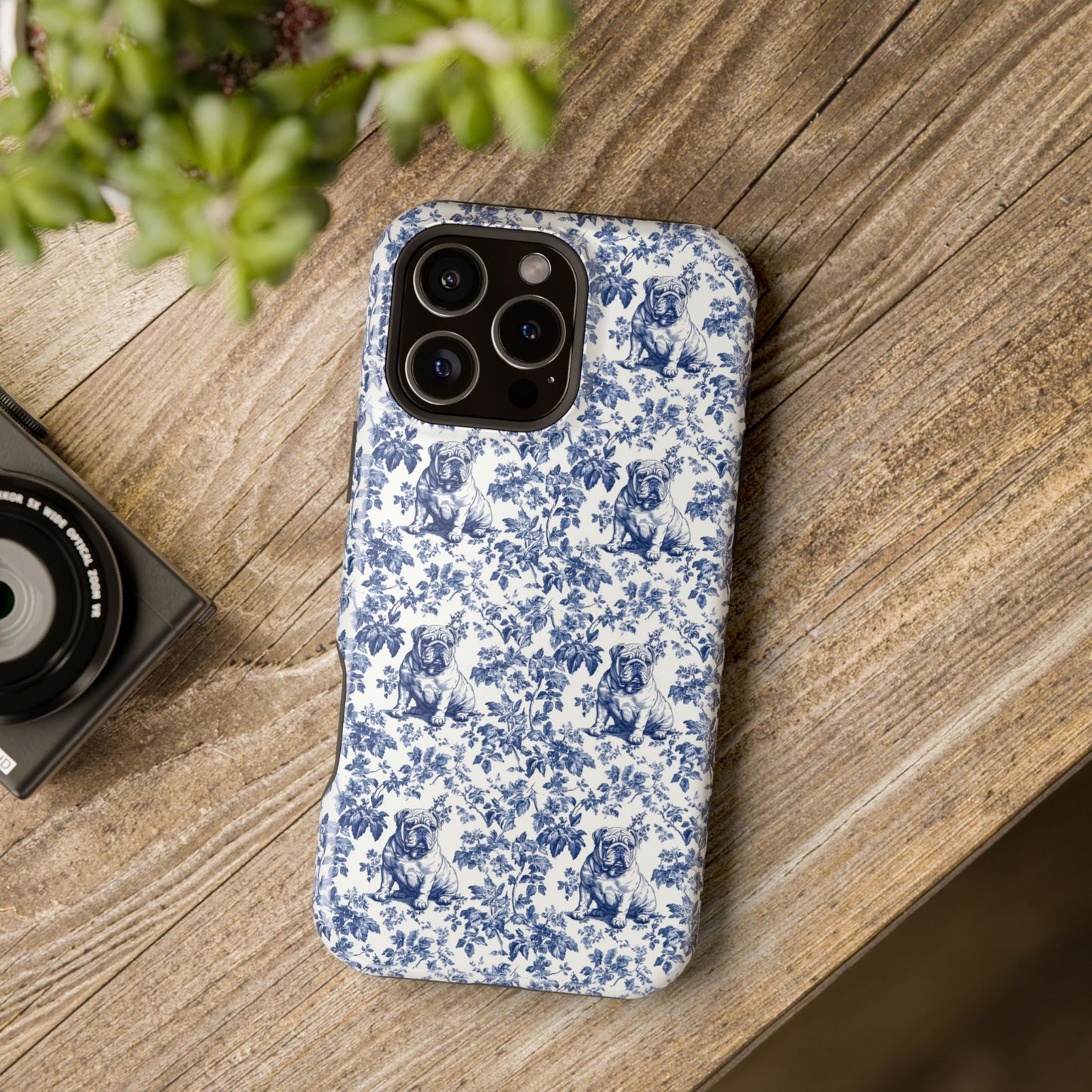 English Bulldog Toile De Jouy Magnetic Phone Case