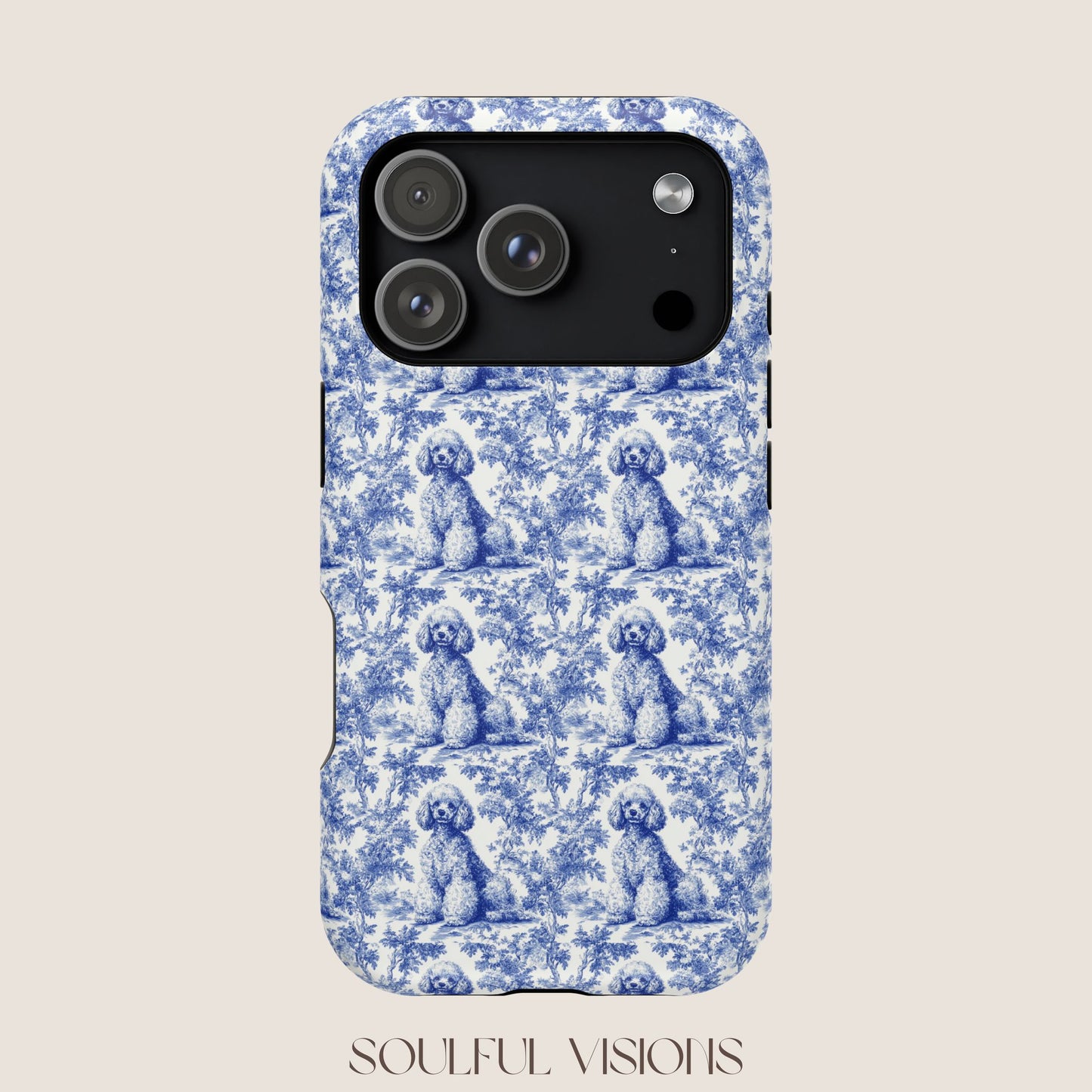 Poodle Toile De Jouy Magnetic Phone Case