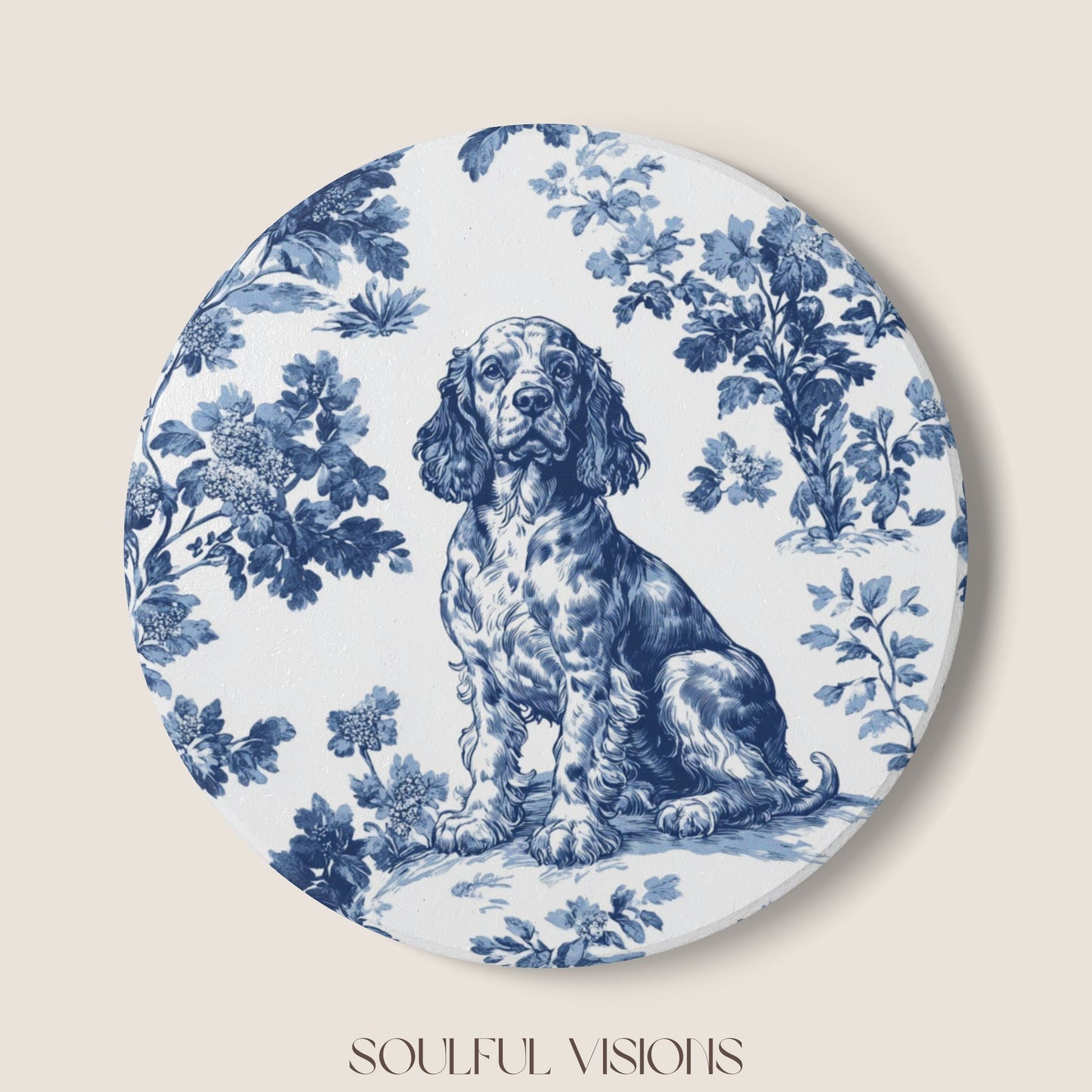 Boykin Spaniel Ceramic Coaster French Toile