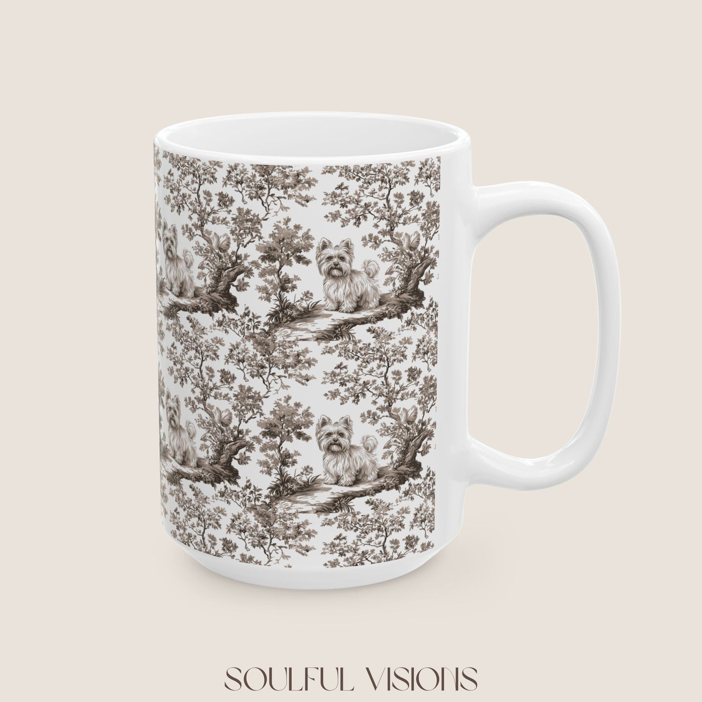 Yorkshiere Terrier Toile De Jouy Mug