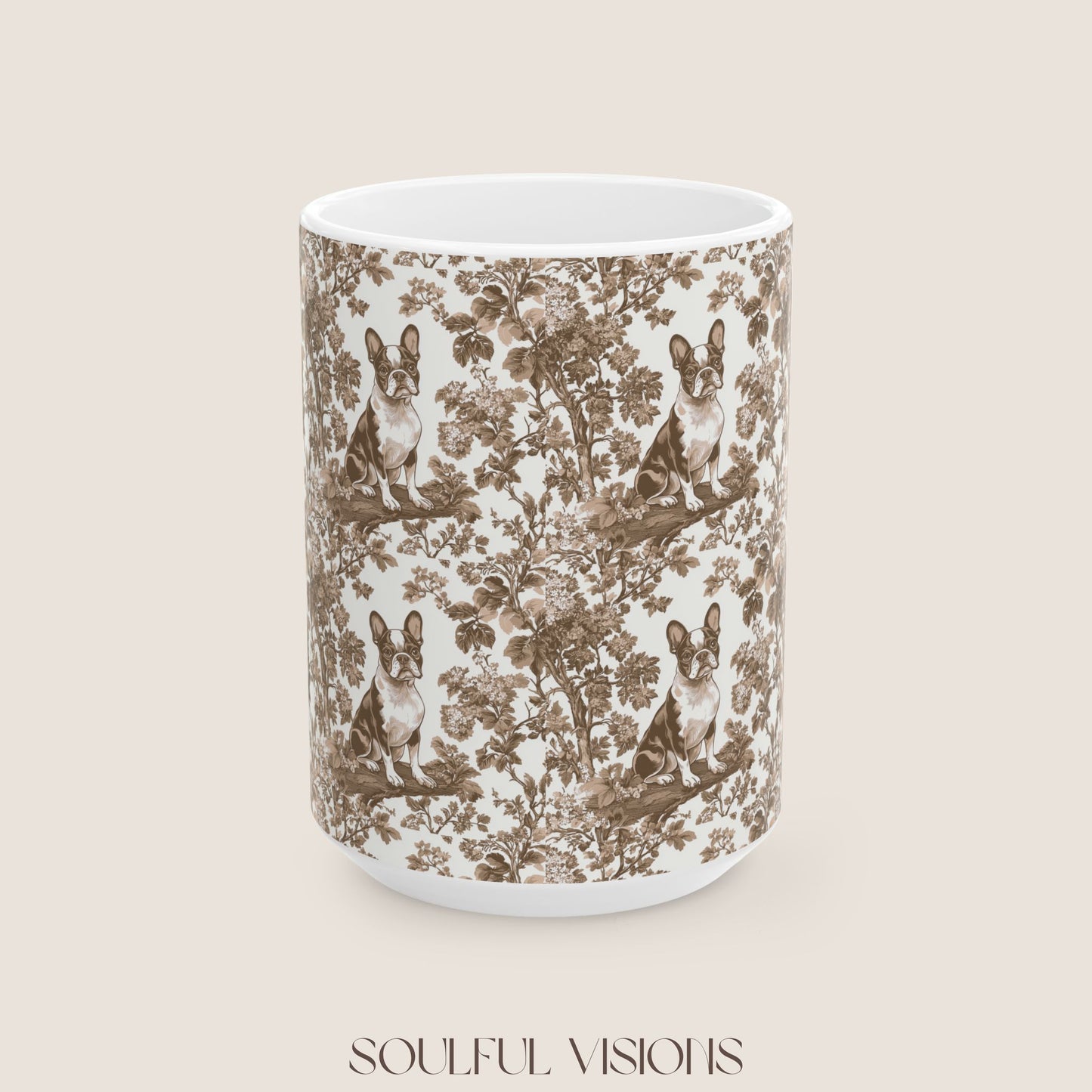 Boston Terrier Toile de Jouy Mug