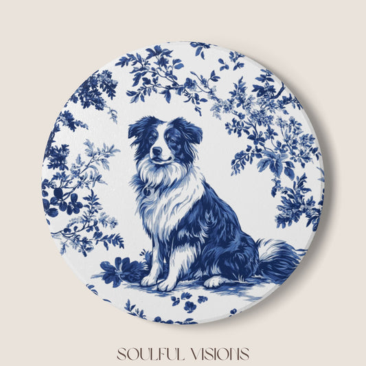 Australian Shepherd Ceramic Coaster French Toile