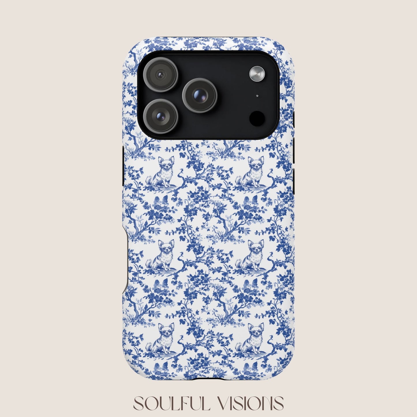 Chihuahua Toile De Jouy Magnetic Phone Case