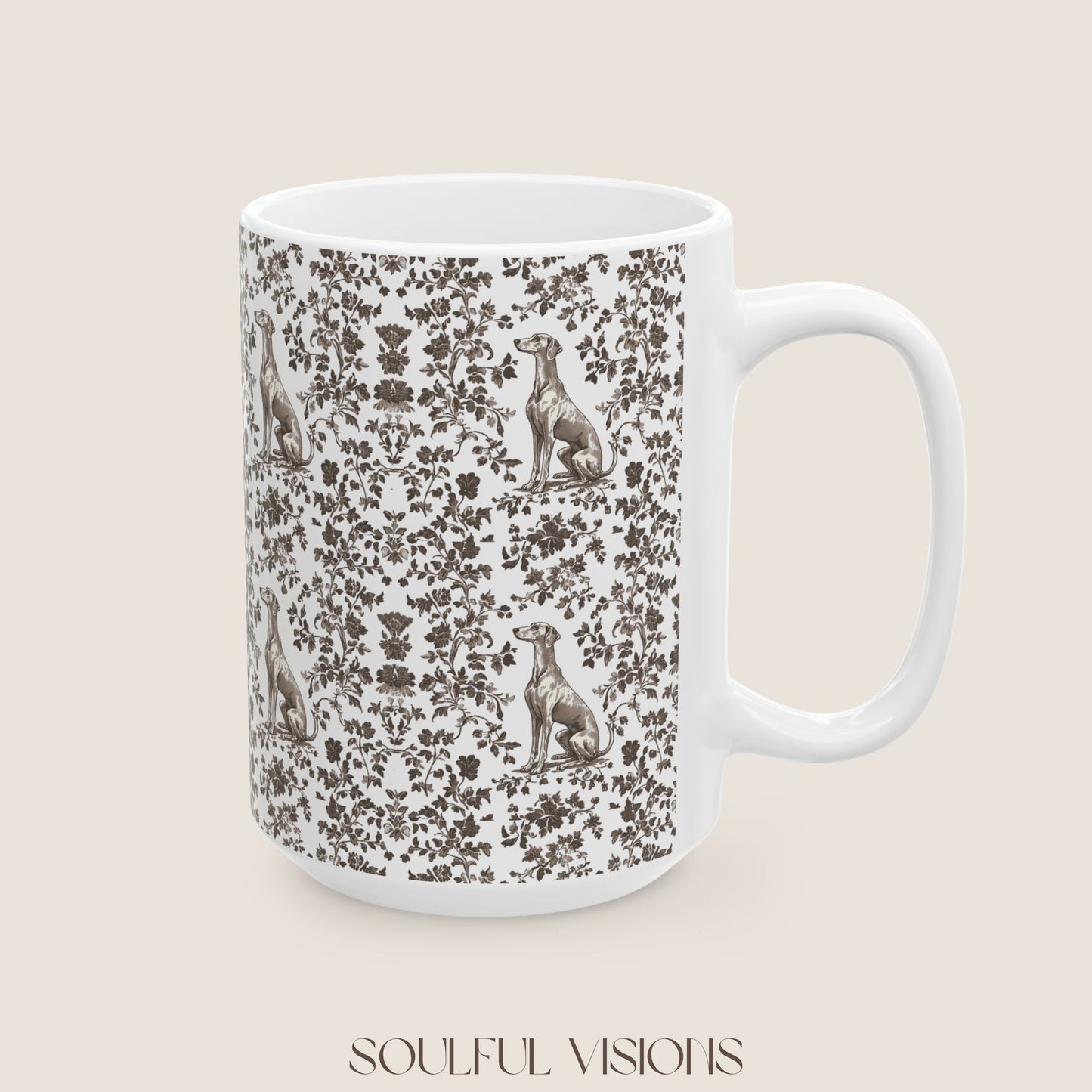 Greyhound Toile De Jouy Mug