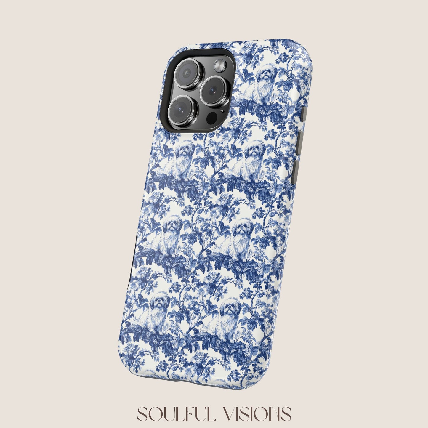 Pekingese Toile De Jouy Magnetic Phone Case