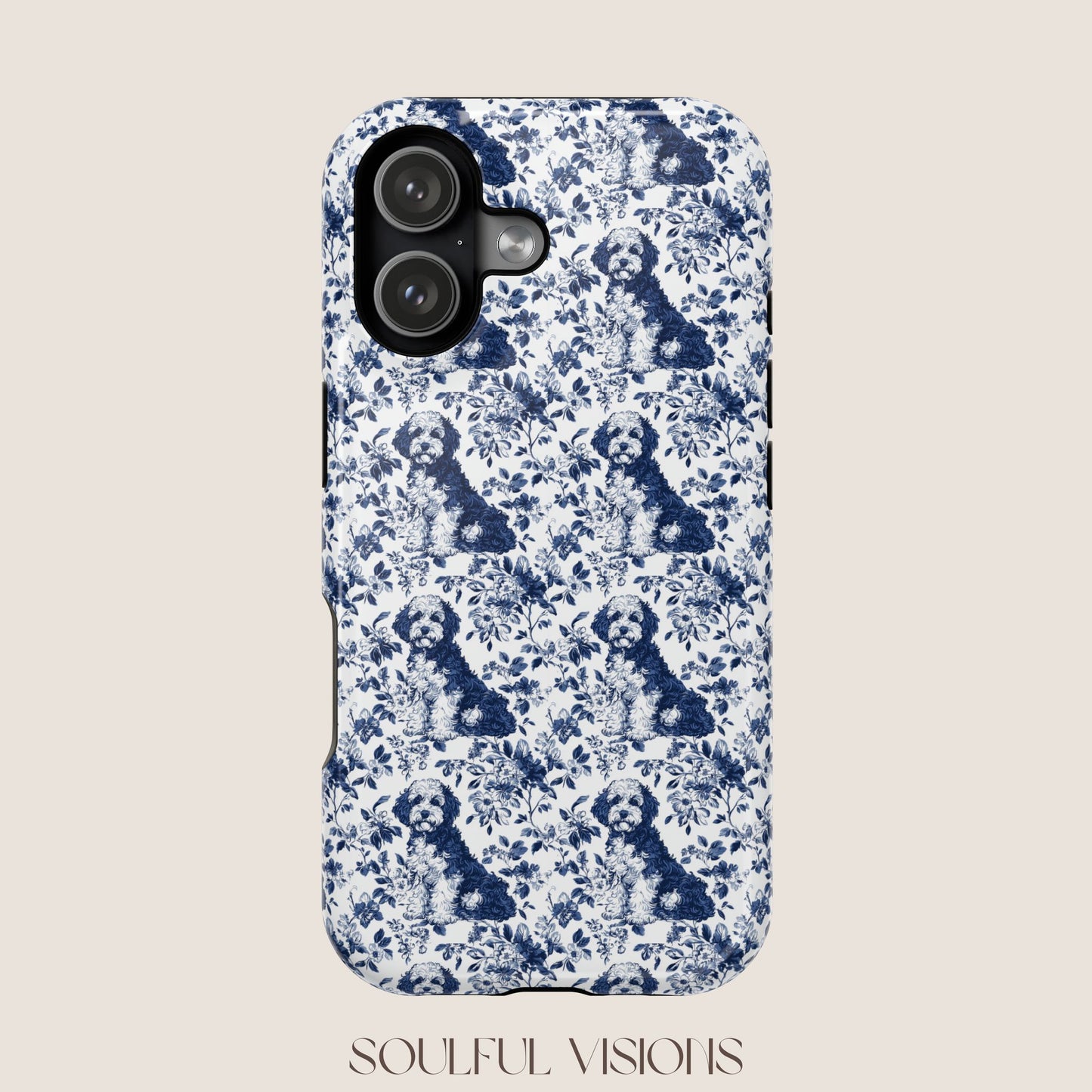 Bernedoodle Toile De Jouy Magnetic Phone Case