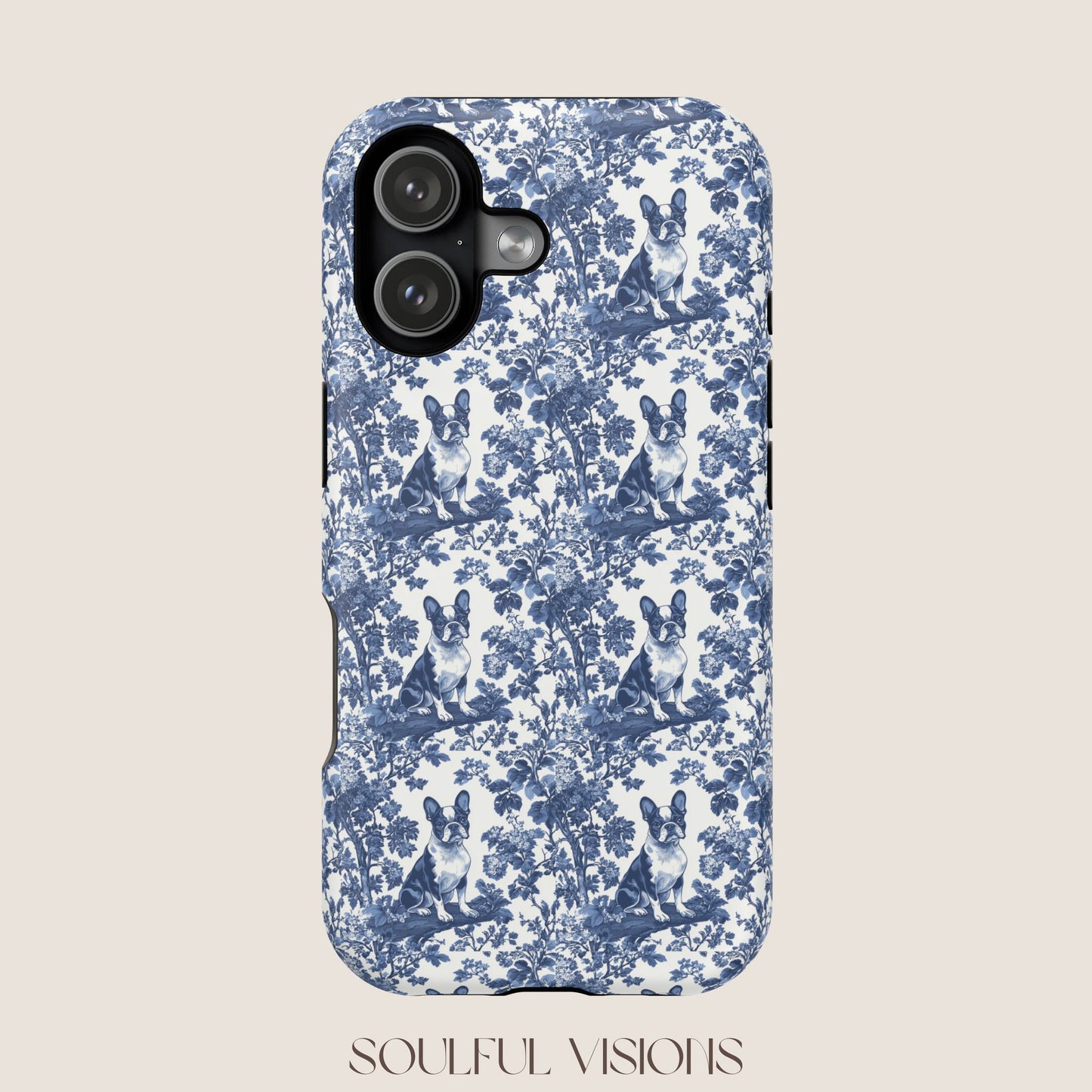 Boston Terrier Toile De Jouy Magnetic Phone Case