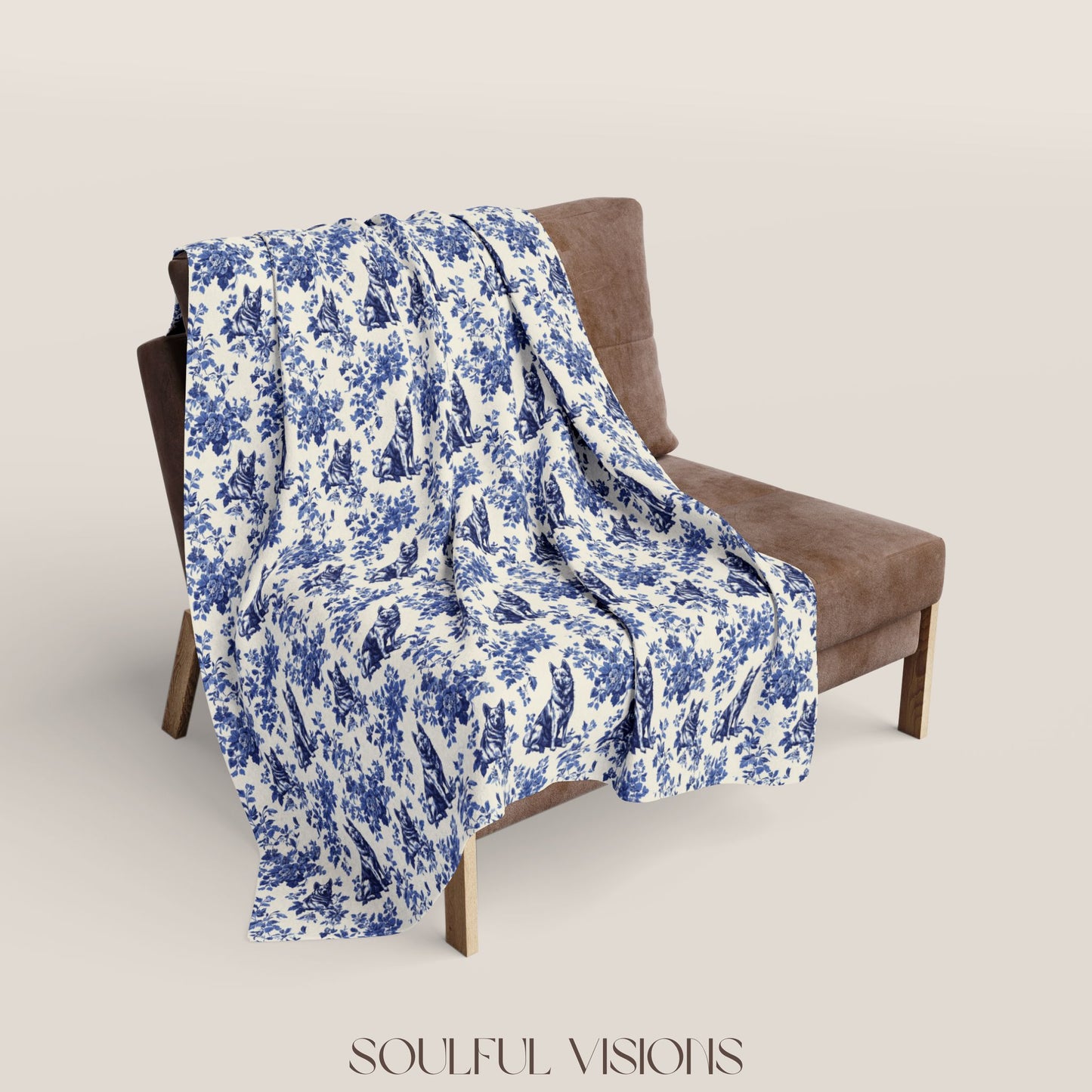 German Shepherd 2 French Toile De Jouy Blanket