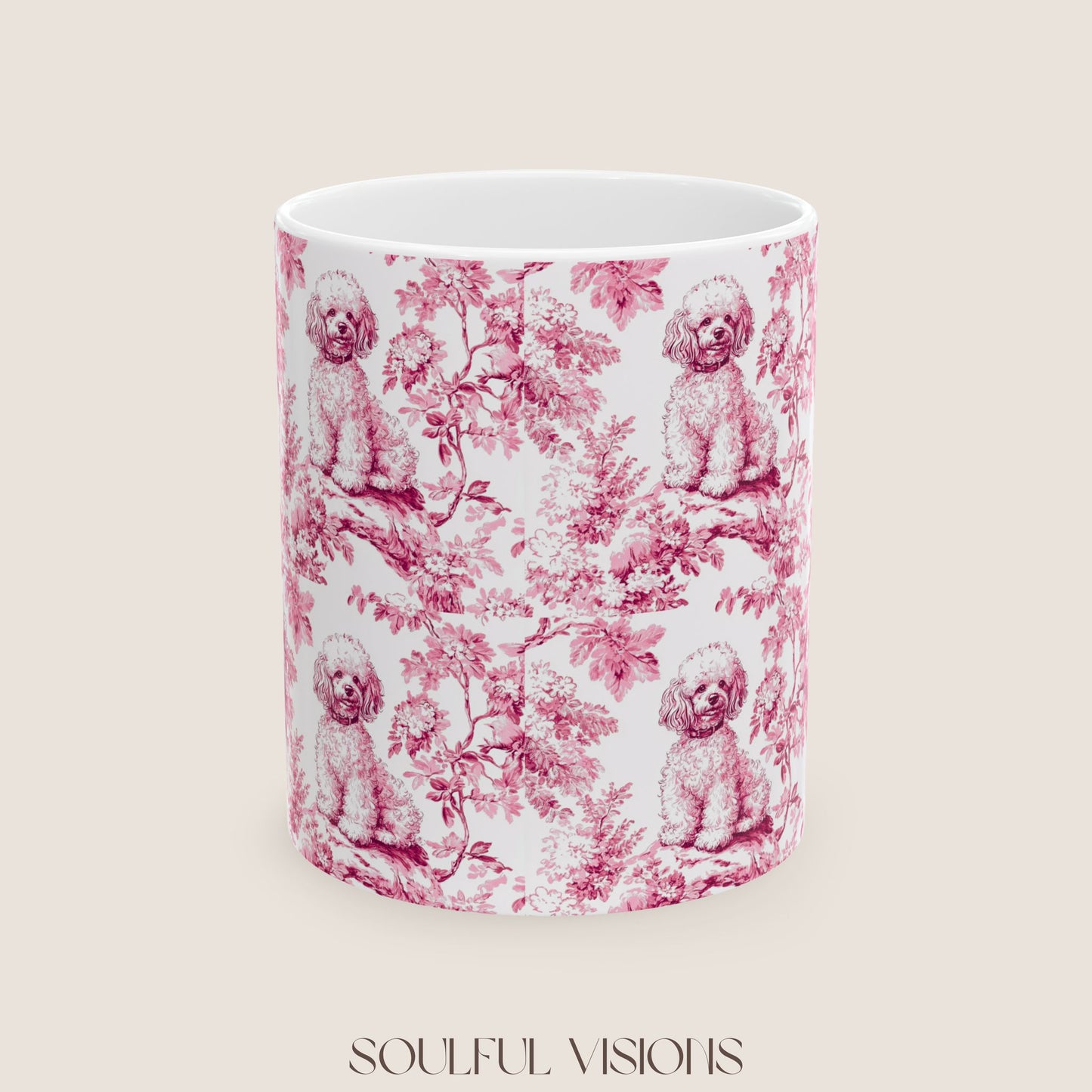 Mini Poodle French Pink Toile De Jouy Mug