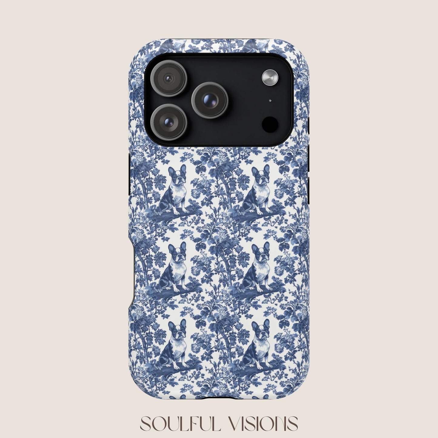 Boston Terrier Toile De Jouy Magnetic Phone Case