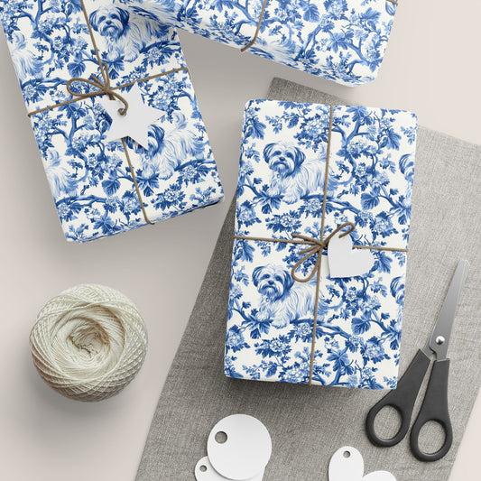 Maltese French Toile De Jouy Wrapping Paper