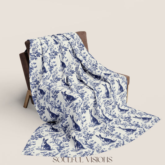 Basenji French Toile De Jouy Blanket