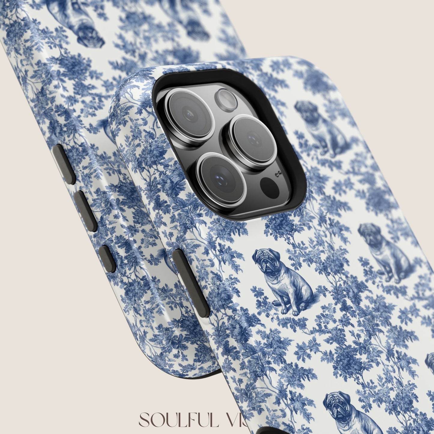 Pug Toile De Jouy Magnetic Phone Case