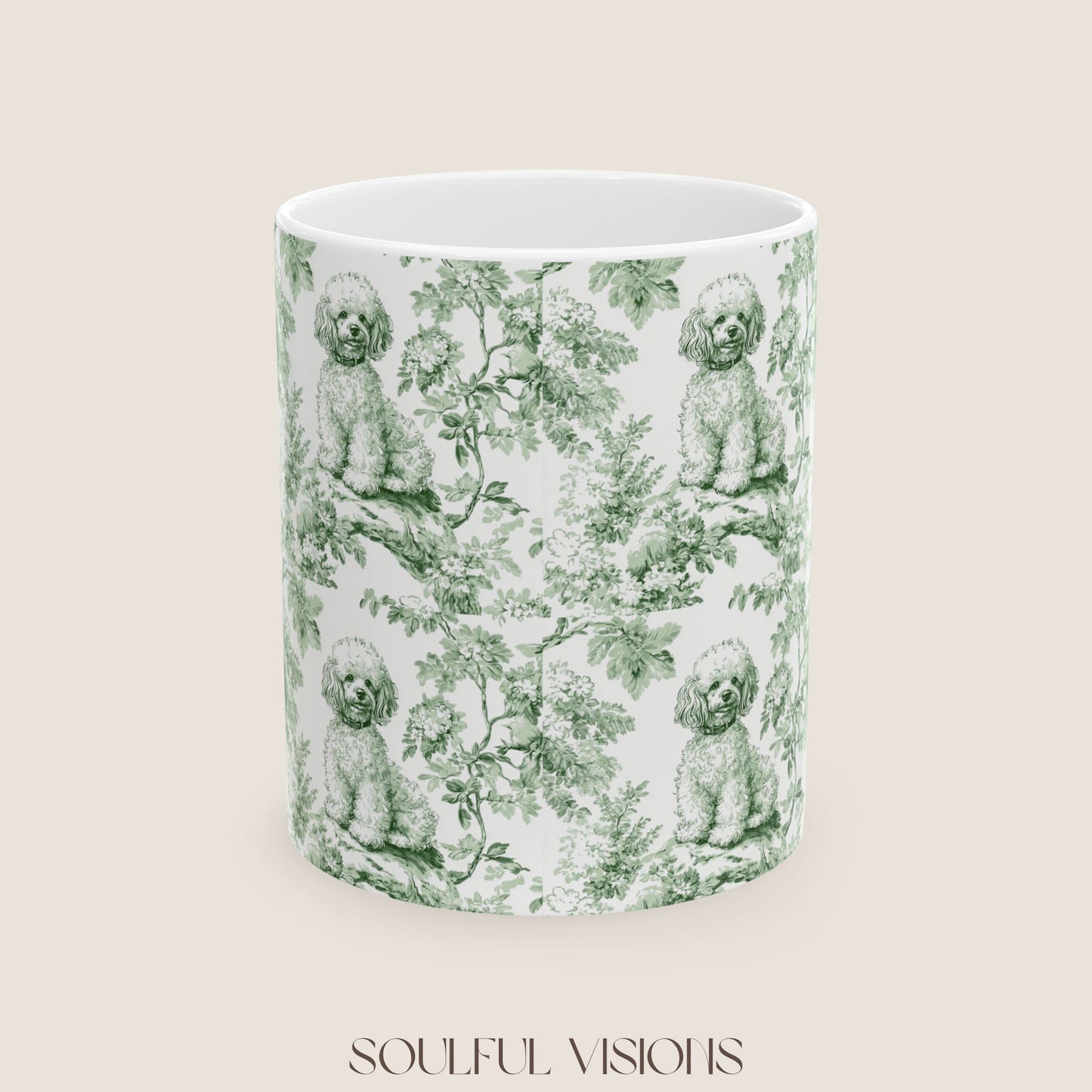 Mini Poodle French Pastel Toile De Jouy Mug