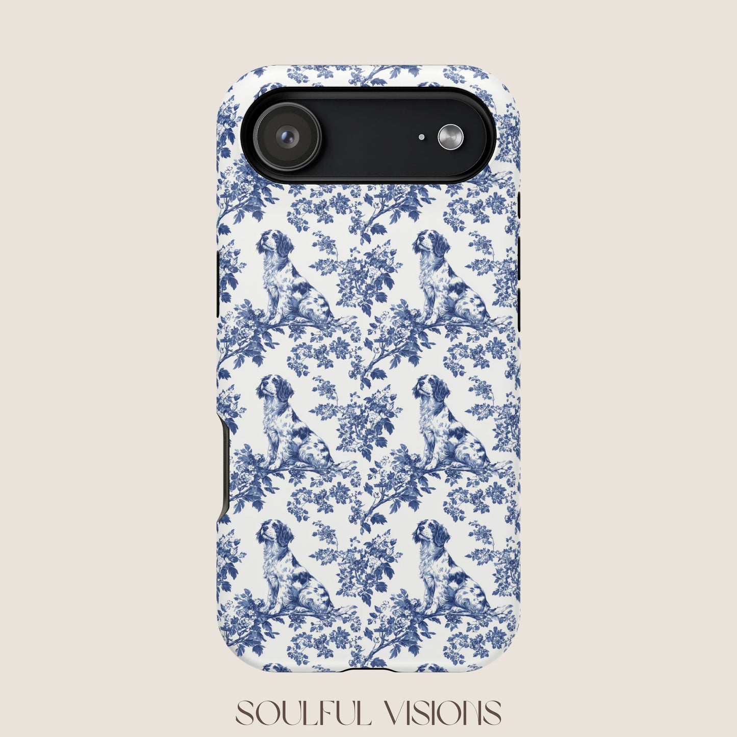 Brittany Spaniel Toile De Jouy Magnetic Phone Case
