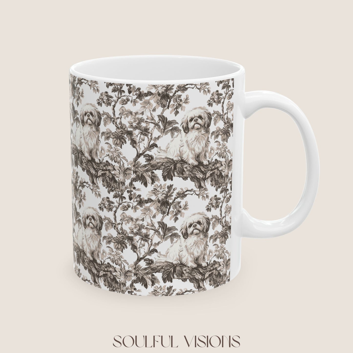 Pekingese Toile De Jouy Mug