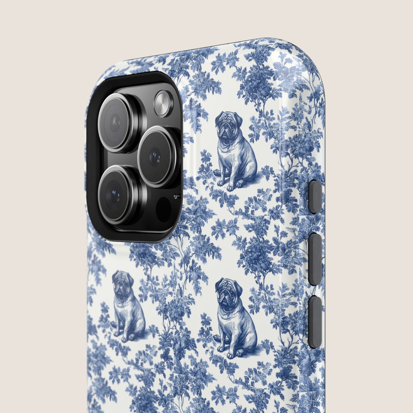 Pug Toile De Jouy Magnetic Phone Case