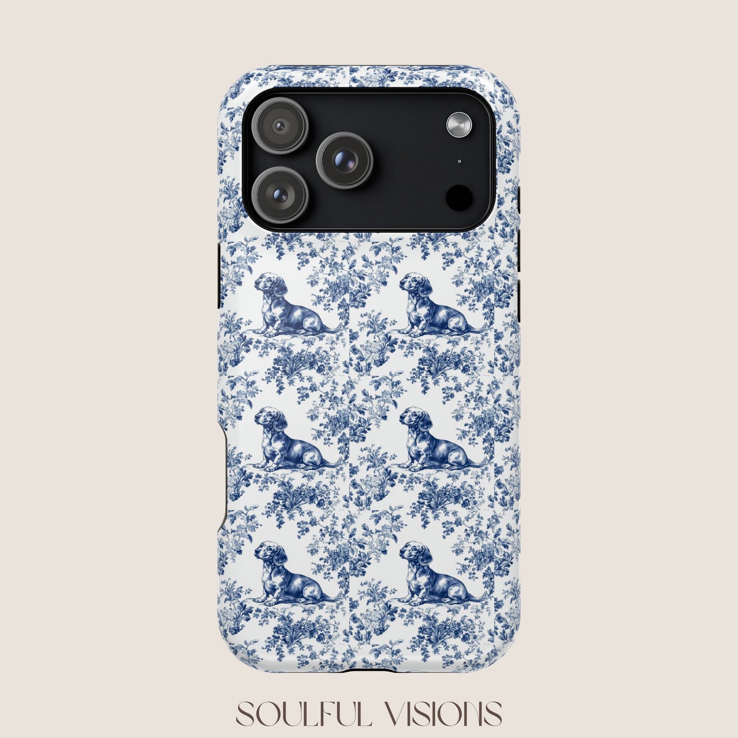 Dachshund Toile De Jouy Magnetic Phone Case