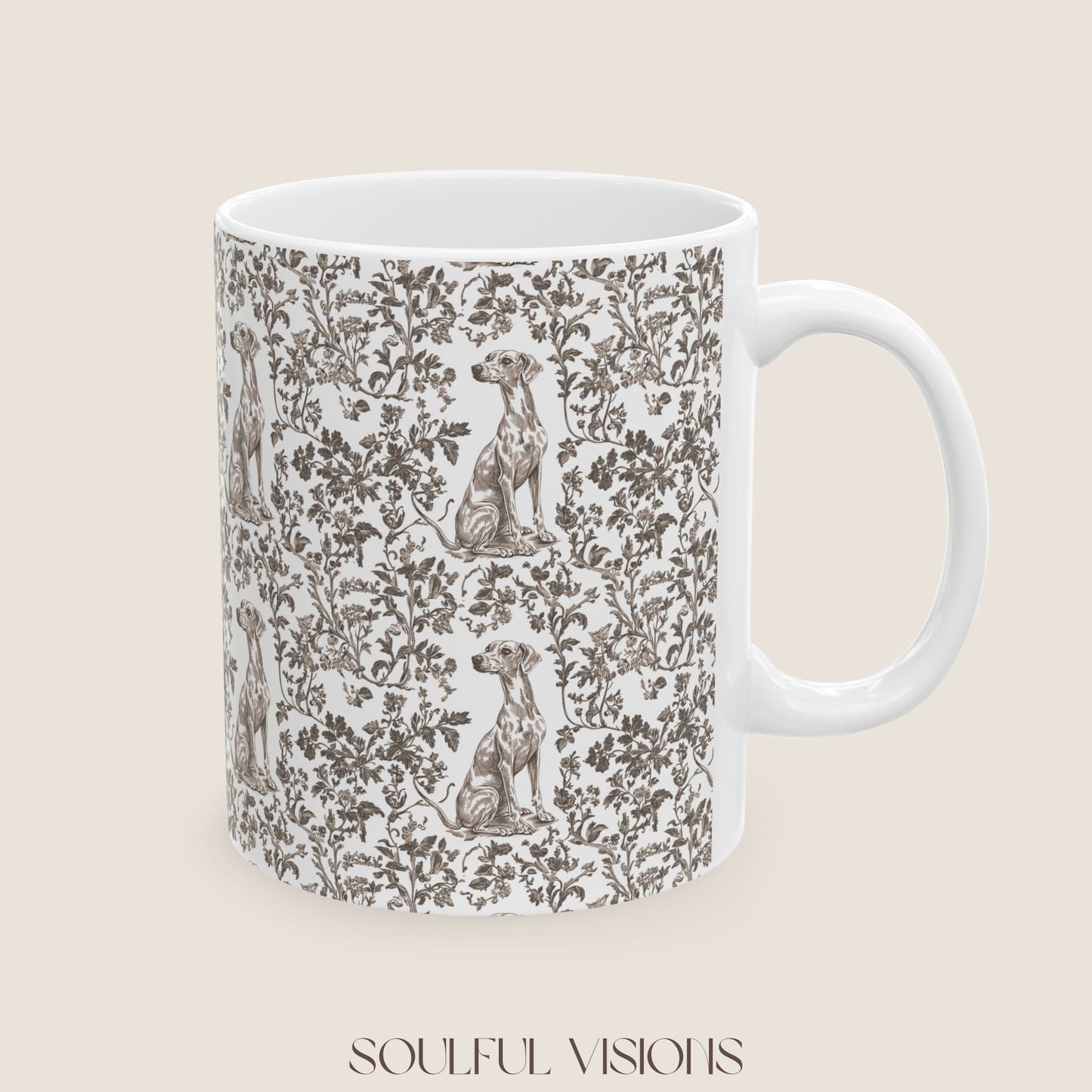 Whippet Toile De Jouy Mug