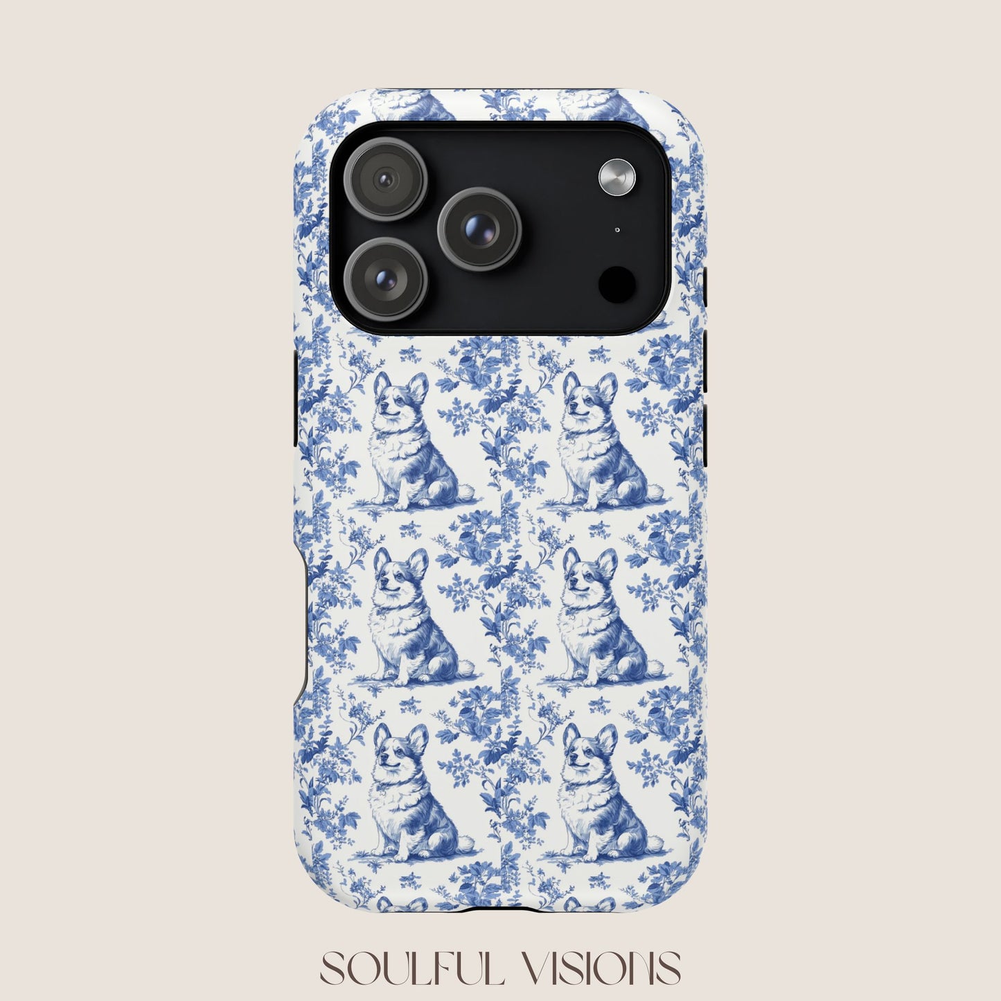 Corgi Toile De Jouy Magnetic Phone Case