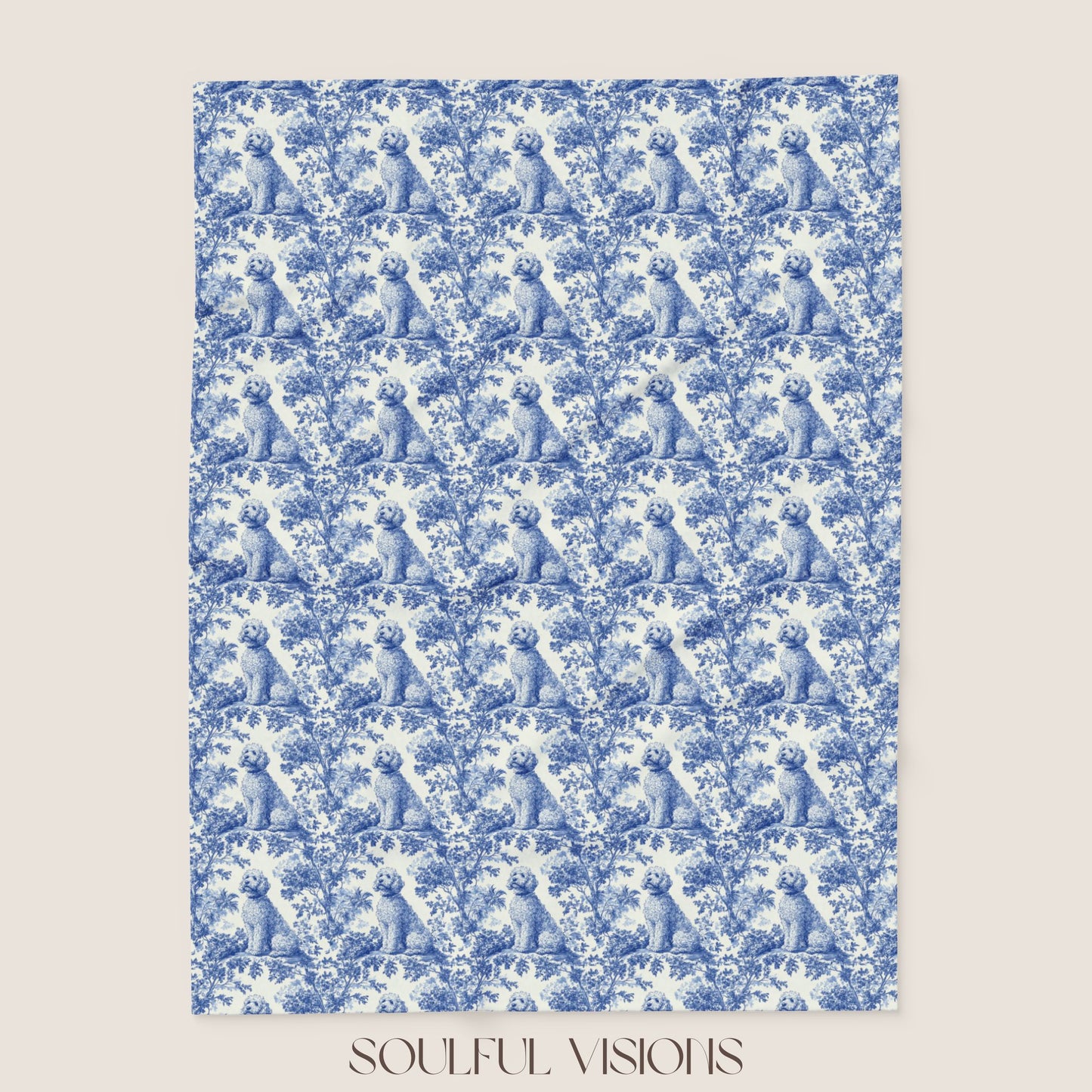 Goldendoodle 2 French Toile De Jouy Blanket