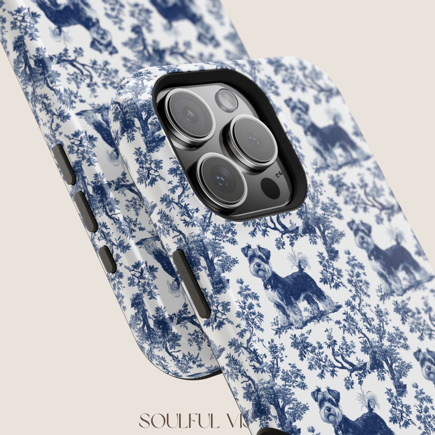 Miniature Schnauzer Toile De Jouy Magnetic Phone Case