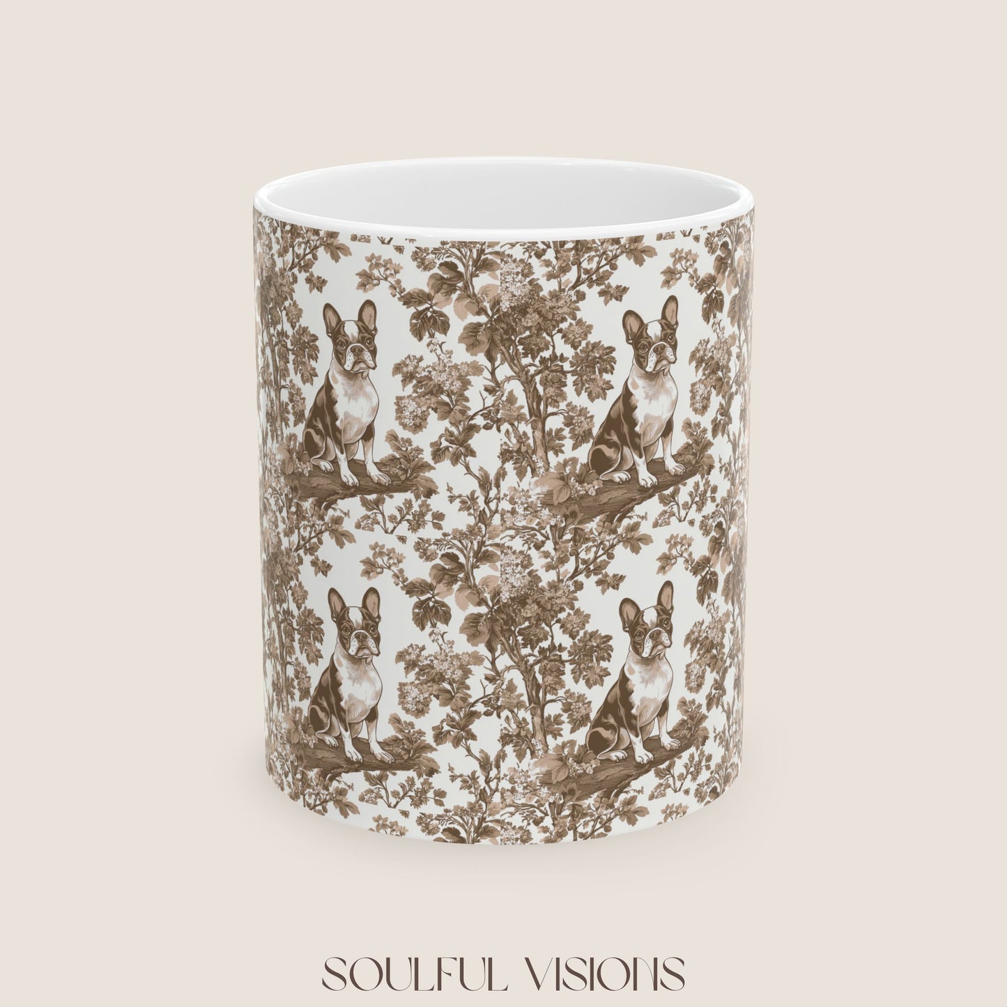 Boston Terrier Toile de Jouy Mug