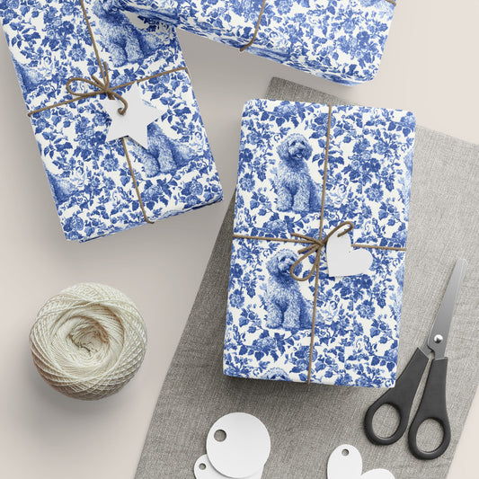 Labradoodle French Toile De Jouy Wrapping Paper