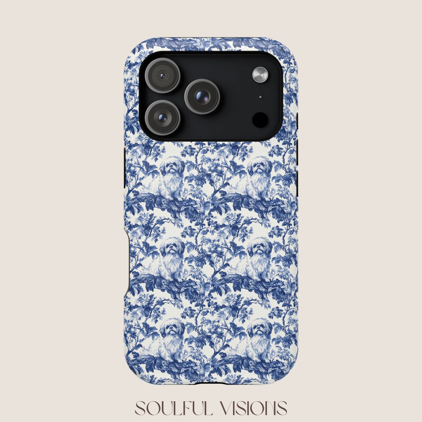 Pekingese Toile De Jouy Magnetic Phone Case