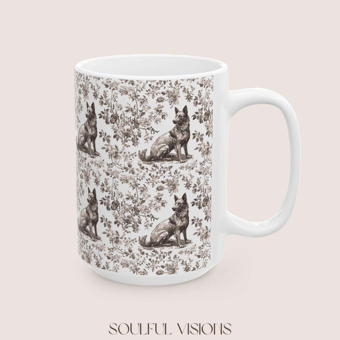 Belgian Malinois Toile de Jouy Mug