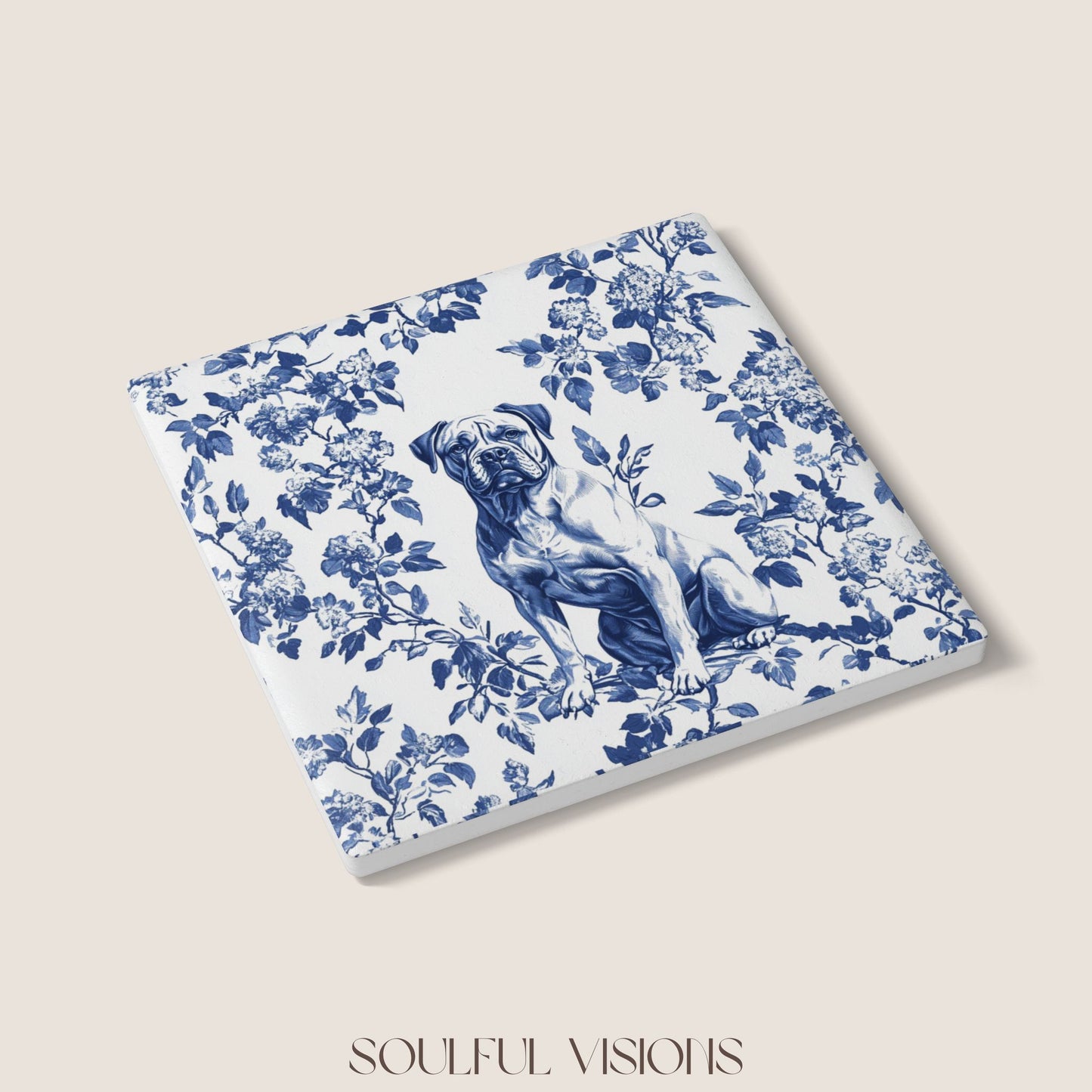 Presa Canario Ceramic Coaster French Toile
