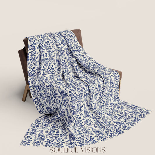 GreyHound French Toile De Jouy Blanket