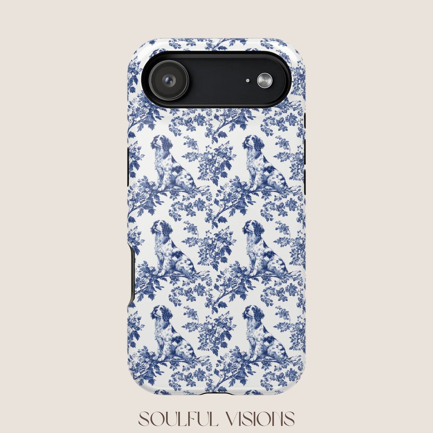 Brittany Spaniel Toile De Jouy Magnetic Phone Case