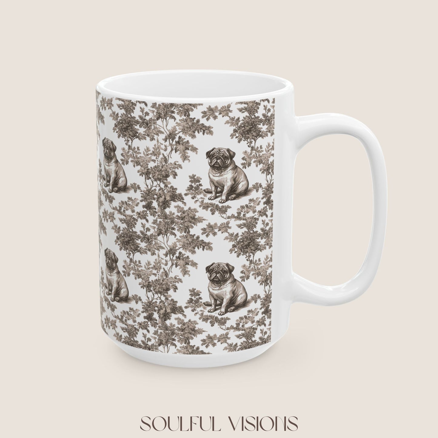 Pug Toile De Jouy Mug
