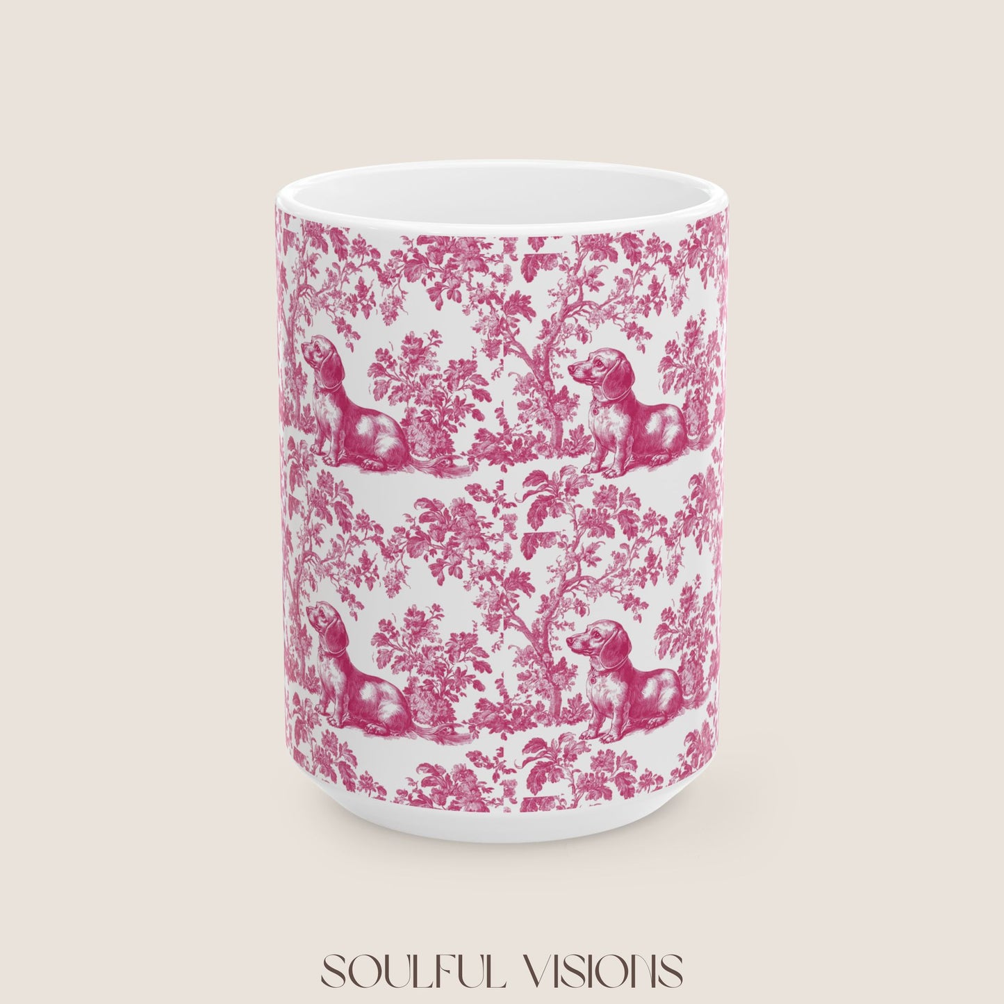 Dachshund French Pink Toile de Jouy Mug