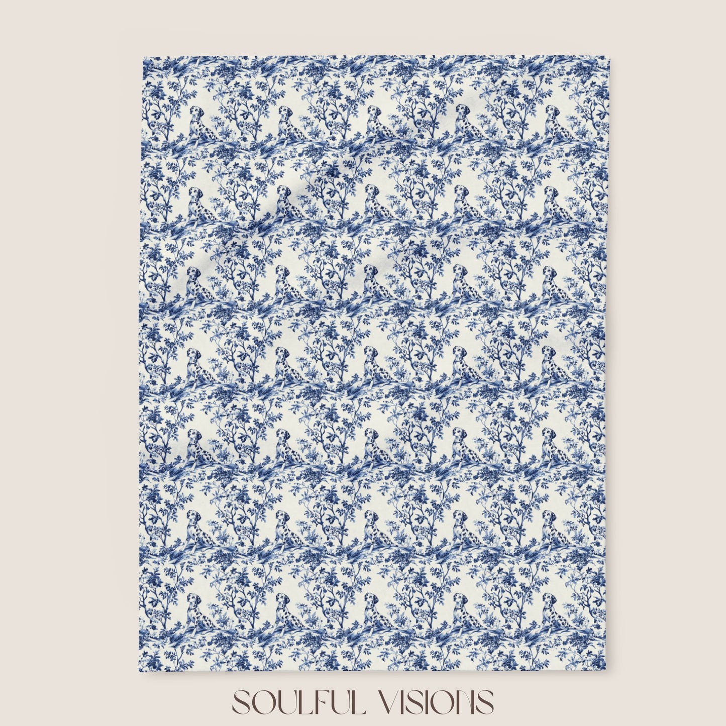 Dalmatian French Toile De Jouy Blanket